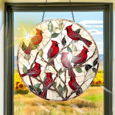 Imagem de Acrílico colorido, apanhador de sol, decoração de janela suspensa de pássaros, arte de parede de arco-íris, para sala de estar, quarto, varanda, interior e exterior, jardim, enfeites de Natal 19 x 19