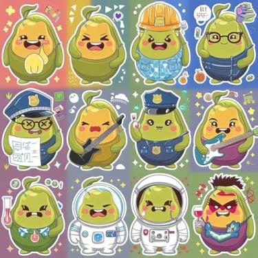 Imagem de Adesivo Decorativo Kawaii Para Crianças Quarto e Cadernos - Emojis Animais e Frutas 2D 40x40cm