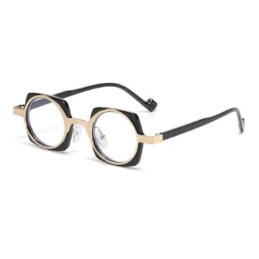 Imagem de VFDHN Óculos de sol pequenos da moda punk, femininos, retrô, lentes transparentes, masculino, armação (C6 preto, dourado, transparente)
