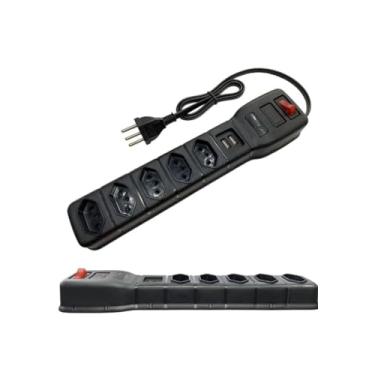 Imagem de Filtro de Linha Multicraft Bivolt 5 Tomadas com 2 Saídas USB – Fusível 10A, Proteção Contra Surtos e Sobrecarga, Design Reforçado e Chave Liga/Desliga