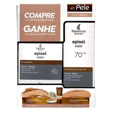 Imagem de Kit Episol Color Protetor Solar FPS 70 Tom 3 Pó Tom 3 FPS 50