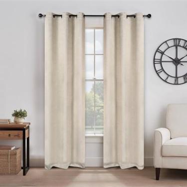 Imagem de Superior Cortinas semiblackout Senna - Design texturizado sólido vintage - 106,7 cm x 274,3 cm - Cabeçote com ilhós - Cortinas com bloqueio solar e escurecimento de ambiente para quarto, sala de estar