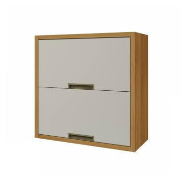 Imagem de Armário Aéreo 2 Portas MDF 80cm Imperatriz Nesher - Freijo/Off White