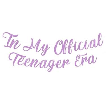 Imagem de Banner Pre-Strung In My Official Teenager Era - Decorações de festa de aniversário de 13 anos de adolescentes roxo claro para meninas, faixa Cheers to 13 Years Banner para festa de aniversário de 13