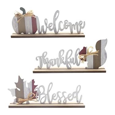 Imagem de 3PCS Decoração de mesa de dia de ação de graças Esquilo de madeira Abóbora Folha de bordo Forma Placa de mesa Ornamento Ornamentos de festa Artesa