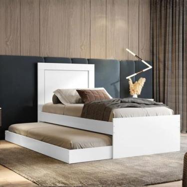 Imagem de Bicama Luara Branca em MDF com Rodízio Anti-Ruído Pintura UV - Brumato