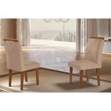 Imagem de Kit 2 Cadeiras Sala Jantar Amsterdã 2 Un Madeira Capuccino Linho Bege Turim Rufato