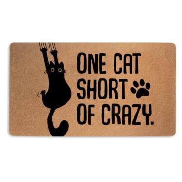 Imagem de Tapete de porta de gato de pelo curto 45 x 76 cm, capacho de coco de coco sintético com suporte de PVC antiderrapante, tapete de boas-vindas durável impresso para gatos para uso ao ar livre, entrada