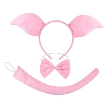 Imagem de oshhni Fantasia de Porquinho - Adereços Fofos para Festas, Carnaval e Apresentações Infantis, Rosa Escuro, Conjunto de 3 Peças