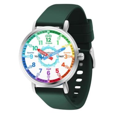 Imagem de DEFINEY Relógio de aprendizagem analógico infantil – Relógio de professor à prova d'água para meninos e meninas de 4 a 12 anos, relógio educativo de fácil leitura, presente de aniversário durável para