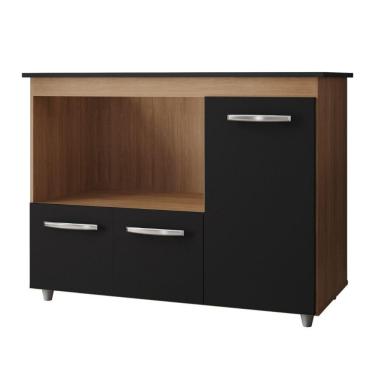 Imagem de Balcão Para Cooktop Ana 4 Bocas 3 Portas Moblis Cor:savana Preto