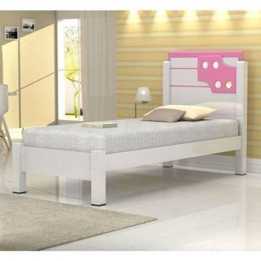 Imagem de Cama De Solteiro Luíza 0,90 Branco / Rosa - Vitamov 0260172