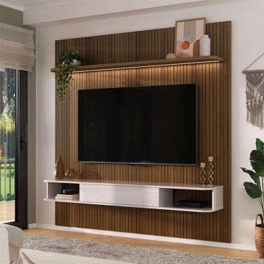 Imagem de Painel Tv 75 Belluno Pinho Ripado/off White