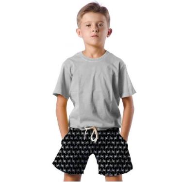 Imagem de Shorts Infantil Bermuda Calção Praia Verão Aranhas Spider White Branco