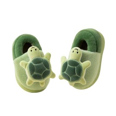 Imagem de JadeRich Pantufas de inverno para crianças pequenas com animais de pelúcia macia para meninos e meninas, Verde, 22