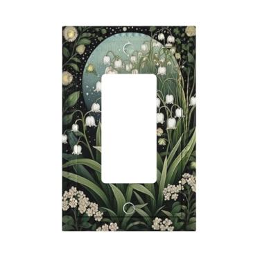 Imagem de HLCoChT Capa decorativa para interruptor de luz Lily of the valley in the moonlight 1 Gang Rocker Outlet Placa decorativa para interruptores de luz GFCI
