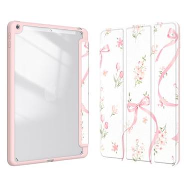 Imagem de Xkladz Capa para iPad 9ª/8ª/7ª geração (2021/2020/2019) 10,2 polegadas, capa com suporte para lápis, capa traseira transparente, design bonito para mulheres e meninas, dormir/acordar automaticamente