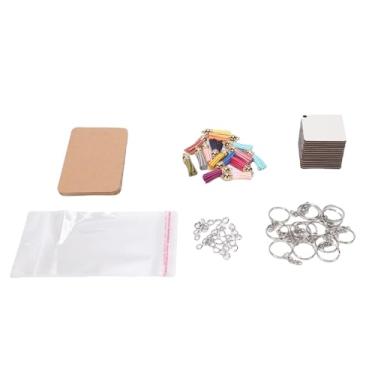 Imagem de Aramox Branco de Chaveiro de Sublimação de Dupla Face, Material MDF Premium, Presente Personalizado de Bricolage, Conjunto Inclui 15 Chaveiros, 30 Anéis de Salto, 15 Borla (Square)