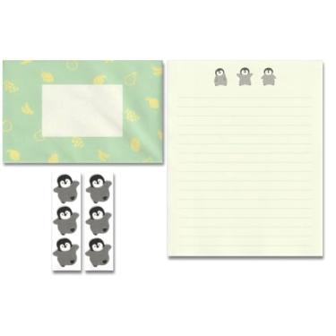 Imagem de KUDOS.JP Lindo papel de carta kawaii japonês com 12 papéis de escrita e 6 envelopes e pinguim fofo conjunto de presente para adolescentes, meninas e crianças
