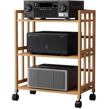 Imagem de FENOKD Prateleira de mídia HiFi de altura ajustável para TV/DVD Players/caixas de cabo, gabinete estéreo de 5 níveis com suporte de armazenamento de discos Rack componente de áudio (C x L x A 55 x 38