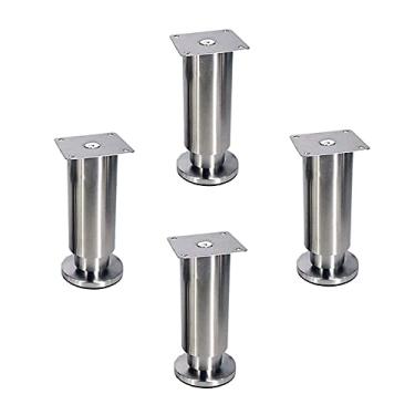 Imagem de LUOFDCLDDD Pernas de móveis, 4 peças de pés de suporte de metal, pernas de mobiliário de aço inoxidável, perna de cama faça você mesmo, pés de penteadeira, para sofá, mesas de café, tapete