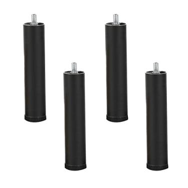 Imagem de ZJYWMM 4 peças ajustáveis de liga de alumínio para móveis, para mesa/sofá/armário de banheiro/pés de máquina de lavar, pés de geladeira, 3 cores, 10 tamanhos, parafusos swith (12 cm/4,7 pol, preto
