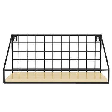 Imagem de Prateleiras flutuantes para decoração de casa, montagem na parede, madeira 100% natural e metal soldado firme, prateleiras de armazenamento pretas montadas na parede, fácil de instalar, capacidade de