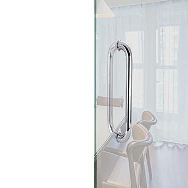 Imagem de Maçaneta de porta de vidro de chuveiro para banheiro, acabamento de aço inoxidável totalmente polido, puxador de porta de vidro para substituir maçanetas