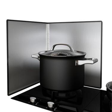 Imagem de HYUIO Protetor contra respingos de óleo de aço inoxidável dobrável de 2 lados, protetor contra respingos, protetor contra respingos para cozinhar, para frigideira de fogão, protetor contra respingos