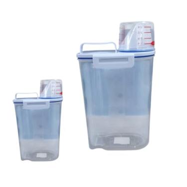 Imagem de Pote Hermético Multiuso com Dosador, Transparente e Azul, Plástico PP, 2kg Capacidade, Tampa Vedante, Copo Medidor, 29x8,5x15cm, Para Cozinha