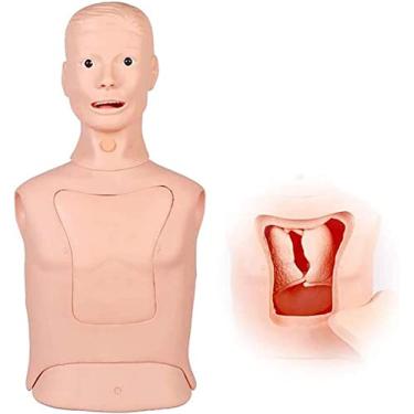 Imagem de HYUIO Modelo de ensino, manequim de intubação oral e nasal simulador de treinamento de intubação traqueal com estrutura anatômica superfície de exibição da traqueia e cavidade nasal e E