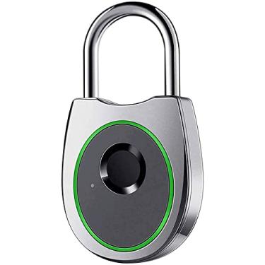 Imagem de Cadeado de impressão digital IP65 antifurto inteligente para esportes academia escola porta exterior cerca mochila mala, mala de bagagem, escritório, sem aplicativo (cor: prata)