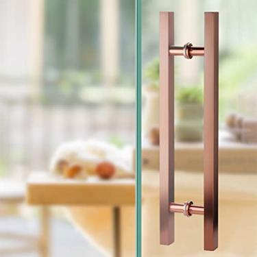 Imagem de Maçaneta quadrada para porta deslizante/porta giratória, maçaneta elegante design limpo, ouro preto fosco ouro rosa prata, resistência à deformação da corrosão (cor: ouro rosa, tamanho: 60 cm (24"))