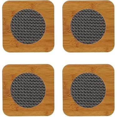 Imagem de Suporte de Panelas em Bambu, Base Quadrada para Proteção de Mesa, Descanso para Travessas e Copos