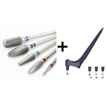 Imagem de Kit 5 Brocas Tungstênio Unhas Gel + Cortador Artesanal 360º - Sg Utili