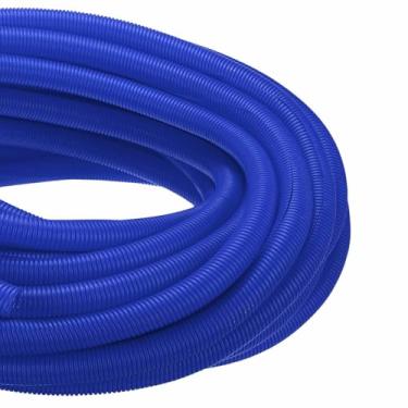 Imagem de DMiotech Tubo dividido de tear de fio de 30,5 m, protetores de cabo de conduíte flexível para animais de estimação para escritório, casa, jardim, azul
