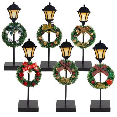 Imagem de NEROSUN Decorações de mesa de Natal, 6 peças de guirlanda e lanterna, placas de decoração de mesa de madeira, decoração de mesa de Feliz Natal para Natal, casa, festa de inverno, decoração interna