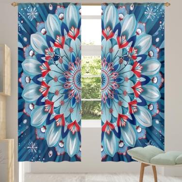 Imagem de 2 conjuntos de painéis étnicos mandala arte cortinas transparentes arejadas com filtro leve painéis de cortina leve cortina de porta janela para sala de estar, quarto, jantar, 192 cm de comprimento
