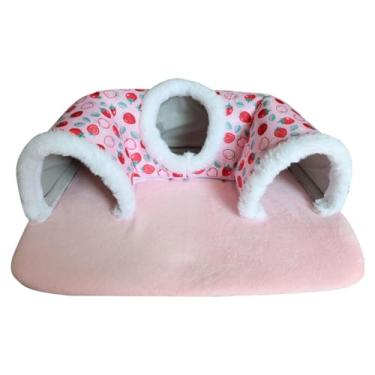 Imagem de Ｂｅｓｇａ Túnel para esconderijo de porquinho-da-índia, brinquedo para pequenos animais, 3 cavernas removíveis, gaiolas resistentes, casa quente multiuso para, Rosa