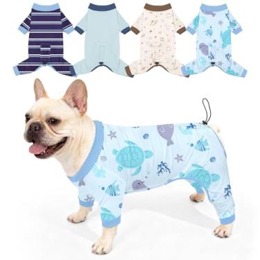 Imagem de Bienbee Pijamas para cães, pacote com 4 roupas fofas e macias para cachorros, pijamas para cães, pijamas, roupa ajustável, respirável e elástica para cães pequenos, médios e grandes, meninas e meninos