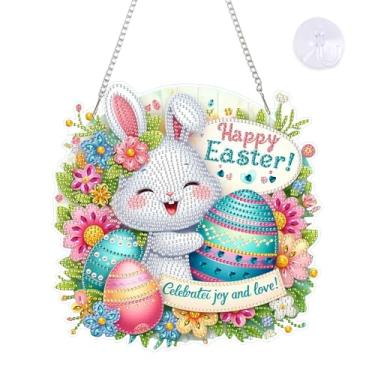 Imagem de Yunzlly Kit de pingente de arte de diamante para pendurar bricolage, kit de enfeite especial de pintura de diamantes de cristal para adultos, placa de pintura de pedra acrílica para janela, porta e