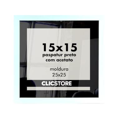 Imagem de Kit 5 Moldura Paspatur Acetato Preto Quadro 15x15 Parede Porta Retrato Foto Fotografia Madeira Cabeceira Quarto Sala Cor