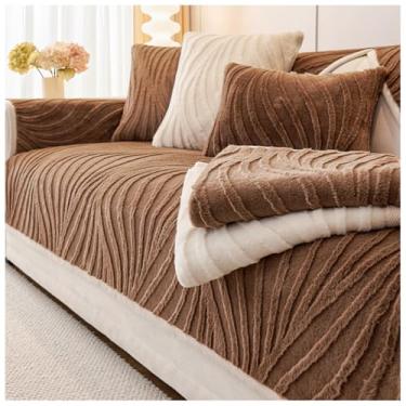 Imagem de SPXMQSS Capa para sofá, capa de sofá para sofá seccional, capa protetora de móveis de pelúcia, capa universal em forma de L, espessa, quente, antiderrapante, capa de sofá A 110 x 110 cm