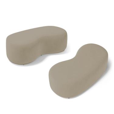 Imagem de Kit 02 Puffs Decorativos Living Aisha Orgânico 02 Lugares Suede Bege - Desk Design