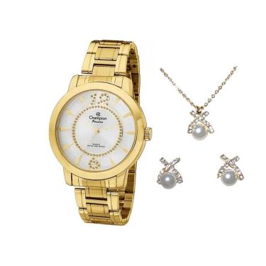 Imagem de Kit Relógio Feminino Champion + Brinco E Colar Ch24259D