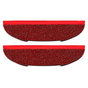 Imagem de X AUTOHAUX Par espelho retrovisor universal sobrancelhas de chuva carro brilhante falso cristal espelho lateral protetor de chuva vermelho