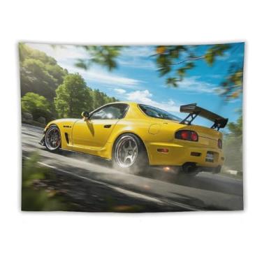 Imagem de HouLaiZhe JDM Tapeçaria de carro Drift Rx7 Jdm carro legal esportes pendurar na parede quarto decoração de casa tapeçarias estética piquenique decoração de parede arte de parede para dormitório sala