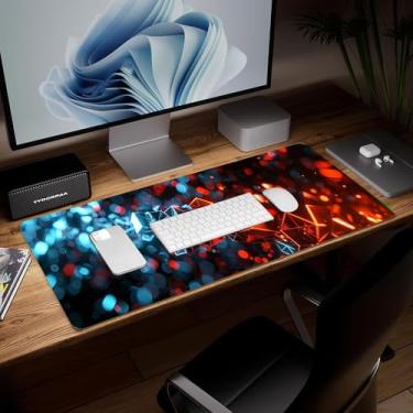 Imagem de Tapete de mesa de couro para plantas, mouse pad de arte colorida grande teclado de computador para jogos, protetor e capa de mesa, protetor e capa decorativa de couro PU para laptop, decoração de casa