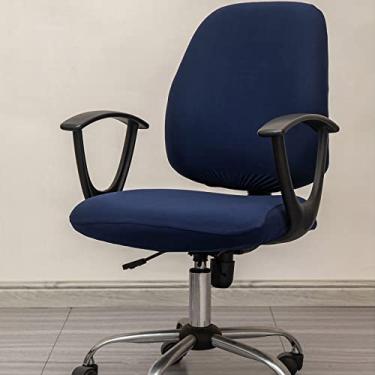 Imagem de Melaluxe Capa de cadeira de escritório para computador – Capas de cadeira universais protetoras e extensíveis com elasticidade (azul marinho)