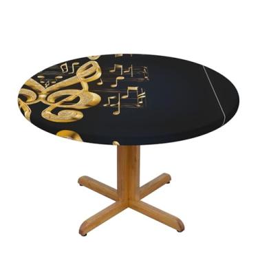 Imagem de Zeraoke Toalha de mesa dourada com estampa de estrela brilhante caída redonda de 152 cm, capa de mesa à prova d'água para uso interno e externo, cozinha, jantar, festa, pátio